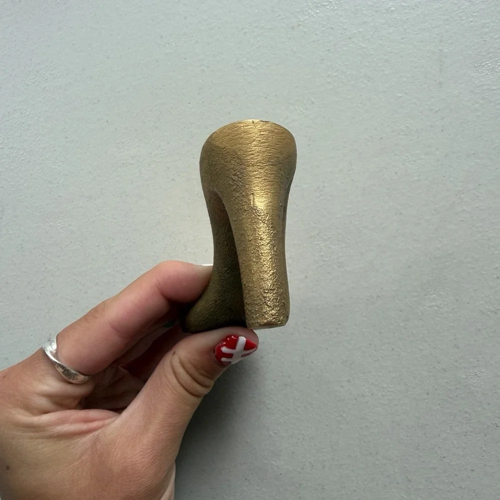 Vintage Gerrity Products Brass High Heel Shoe Paperweight 24K Gold Electroplate